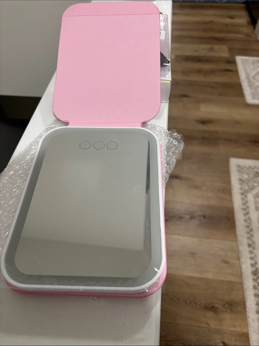 Tricolor LED Folding Makeup Mirror - White